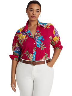 Плюс размер Рубашка из хлопка с цветочным принтом и вуалью Ralph Lauren