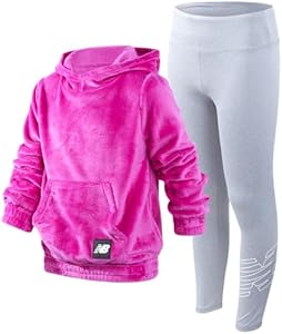 New Balance Girls' Leggings Set - 2 Piece Plush Fleece Hoodie Sweatshirt and Leggings (Size: 7-16) New Balance