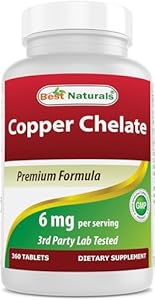 Best Naturals Copper Chelate 6 mg per Serving (Порция)- 360 Tablets (Таблетки) Best Naturals