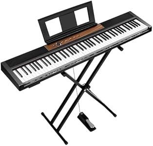 Starfavor 88 key Compact Digital Piano with Portable Stand, Dual 25W Speakers, Velocity-Sensitive Semi-Weighted Keyboard, Recording/MIDI/USB, Sustain Pedal Starfavor