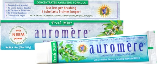 Auromere Аюрведическая травяная зубная паста Свежая мята -- 4 унции Auromere