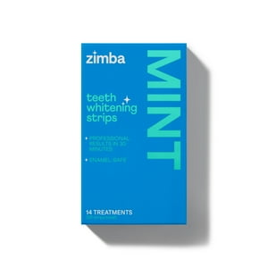 Zimba Teeth Whitening Strips, Enamel Safe Vegan Teeth Whitener, 28 Strips, 14 Treatments, Mint Zimba