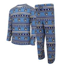 Мужской комплект из темно-синего вязаного свитера с длинными рукавами и брюк от Milwaukee Brewers Concepts Sport Unbranded