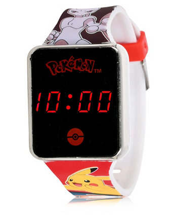 Часы Pokemon Kid's Touch Screen со светодиодной подсветкой с красным силиконовым ремешком, 36 мм x 33 мм ACCUTIME