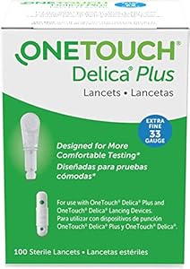 OneTouch Delica Plus Lancets for Diabetes Testing | Extra Fine 33-Gauge Lancets for Blood Test | Diabetic Supplies for Blood Sugar Monitor | Diabetic Lancets for Lancing Device, 100 Count OneTouch