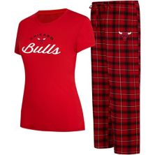 Women's College Concepts Red/Black Chicago Bulls Arctic T-Shirt & Flannel Pants Sleep Set Unbranded
