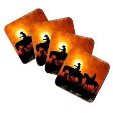 Cowboy Sunset Ride Wooden Cork Coasters Gift Set of 4 by Nature Wonders Nature Wonders