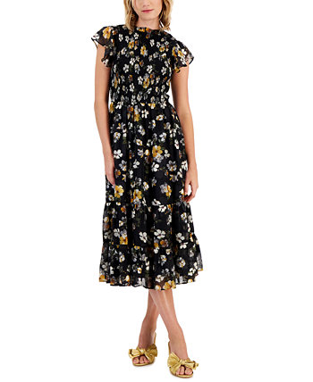 Ярусное платье миди с присборенным лифом и цветочным принтом Houston Lucy Paris