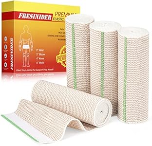 Premium Elastic Bandage Wrap, 12 Pack 2" Cotton Latex Free Compression Bandage Wrap with Touch Closure at Both Ends, Support & First Aid for Sports, Medical, and Injury Recovery FRESINIDER