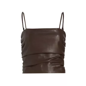 Ruched Faux Leather Cami Top WAYF
