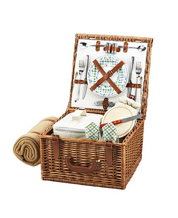Чеширская корзина для пикника из ивы в английском стиле на 4 персоны с одеялом Picnic At Ascot
