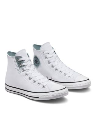 Белые кроссовки Converse Chuck Taylor All Star Hi с серыми деталями Converse