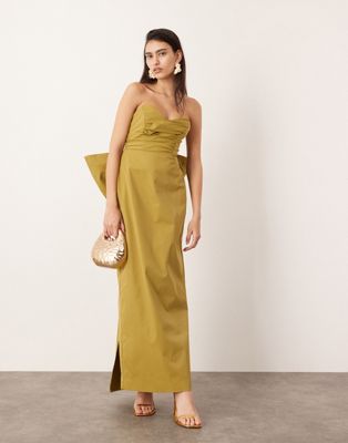 ASOS EDITION bandeau maxi dress with large bow in green ASOS EDITION