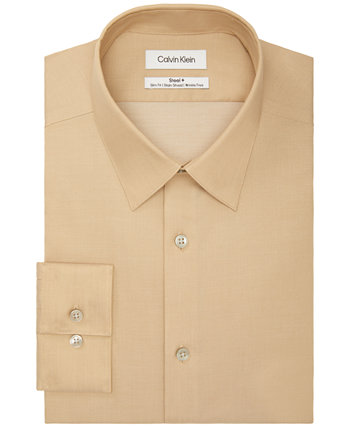 Мужская однотонная классическая рубашка узкого кроя из стали с защитой от пятен Calvin Klein