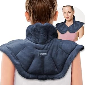 Microwavable Heated Neck Wrap Warmer and Shoulder Weighted Heating Pad Microwave for Hot and Cold Compress MORLIDEN