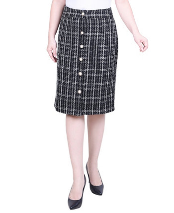 Миниатюрная узкая твидовая юбка двойной вязки длиной до колена NY Collection