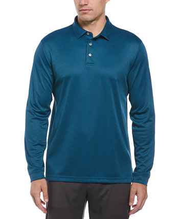 Men's Mini Jacquard Long Sleeve Golf Polo Shirt PGA TOUR