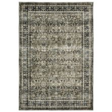 StyleHaven Sawyer Vintage Bordered Traditional Charcoal Gray & Blue Washable Area Rug StyleHaven