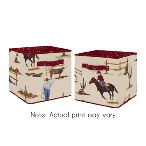 Wild West Cowboy Fabric Storage Cube by Sweet Jojo Designs Sweet Jojo Designs