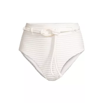 Claire Belted High-Rise Bikini Bottoms Revel Rey
