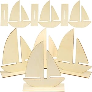 10 Pcs Unfinished Wooden Sailboat Models Nautical Wood Cutouts Nautical Ocean Theme Sailboat Decor for Home DIY Crafts Projects Exceart