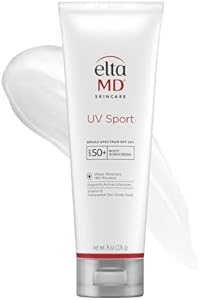 EltaMD UV Sport Body Sunscreen, SPF 50 Sport Sunscreen Lotion, Sweat Resistant and Water Resistant up to 80 Minutes, Formulated with Zinc Oxide, Oil Free, Full Body Sunscreen EltaMD