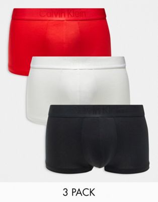 Набор из трех трусов с низкой посадкой Calvin Klein CK Black черного, белого и красного цветов Calvin Klein