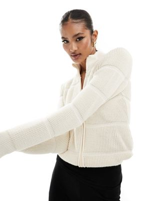 Кремовый свитер вязки на молнии с узором Fashionkilla Fashionkilla