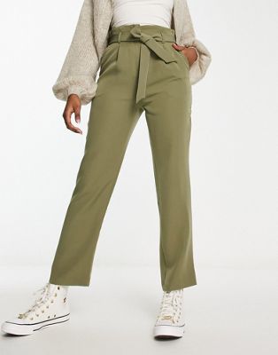 Прямые брюки цвета хаки с завязкой на талии New Look New Look