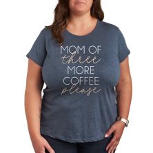 Plus Mom Of Three More Coffee Please Graphic Tee Unbranded