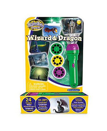 Wizard and Dragon Children's Flashlight and Projector Toy Set, 4 Pieces Brainstorm Toys