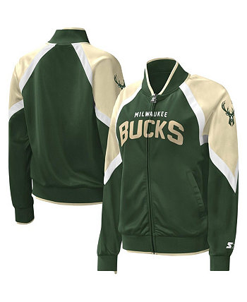 Женская спортивная куртка Hunter Green Milwaukee Bucks Slam Dunk Raglan с молнией во всю длину Starter