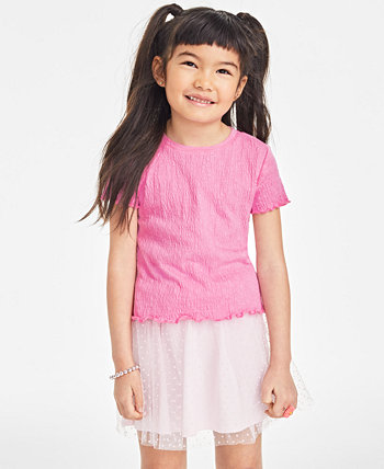 Однотонная текстурированная футболка для маленьких девочек, созданная для Macy's Epic Threads