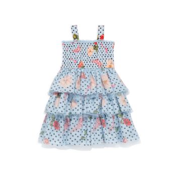Маленькая девочка &amp;amp; Цветочные присборенные платья для девочек &amp; Ярусное платье в горошек Marchesa Notte Mini