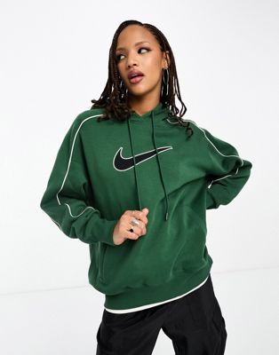 Женский свитшот с капюшоном Nike, оверсайз, темно-зеленый Nike