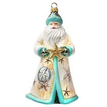 Joy To The World Glitterazzi Nautical Santa polish Glass Christmas Ornament Santa Decoration Pinnacle Peak Trading Company