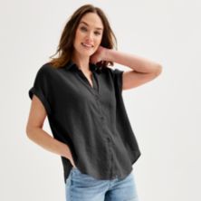 Женская рубашка оверсайз из льняной смеси Sonoma Goods For Life® SONOMA
