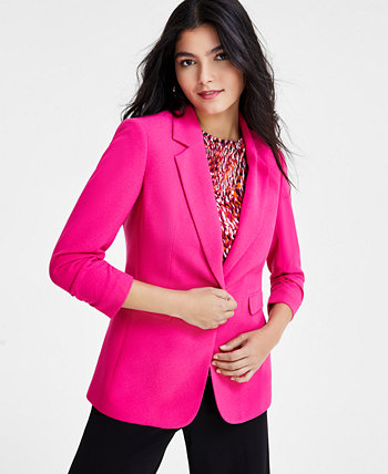Women's Ruched 3/4-Sleeve One-Button Blazer, Created for Macy's Bar III