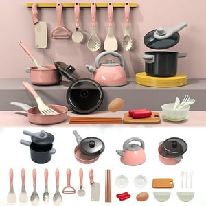 kkbbma Toys under $5 Accesorios de juguetes de cocina para niños pequeños Feating Cooking Playset, Playots, sartenes, utensilios de cocina juguetes, aprendizaje de regalo para niñas chicas Kkbbma