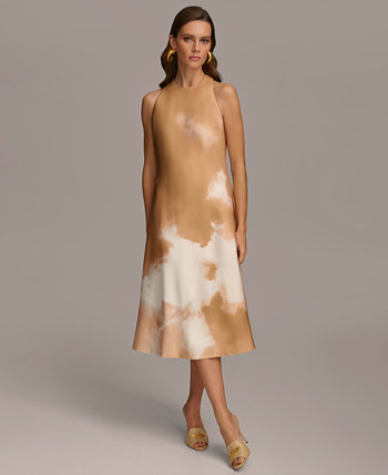 Женское платье миди без рукавов с воротником-халтером Donna Karan New York