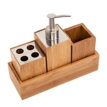 Набор принадлежностей для ванны Honey-Can-Do Bamboo из 4 предметов Honey-Can-Do