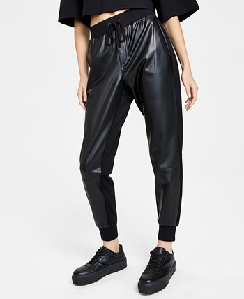 Женские брюки-джоггеры из искусственной кожи Calvin Klein