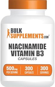 BulkSupplements.com Niacinamide Capsules - Niacinamide Supplement, Vitamin B3 Supplement, Niacinamide 500mg - Gluten Free, 1 Capsule per Serving, 300 Capsules (Pack of 1) BulkSupplements