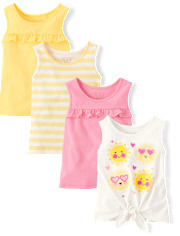 Toddler Girls Sun Ruffle Tank Top 4-Pack The Children`s Place