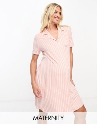 Розовая ночная рубашка из джерси в полоску Missguided Maternity Missguided