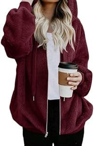 Женская Флисовая кофта Nirovien Nirovien Womens Sherpa Jacket Fuzzy Zip Up Hoodie Oversized Fleece Jackets Fluffy Coat with Pockets Nirovien