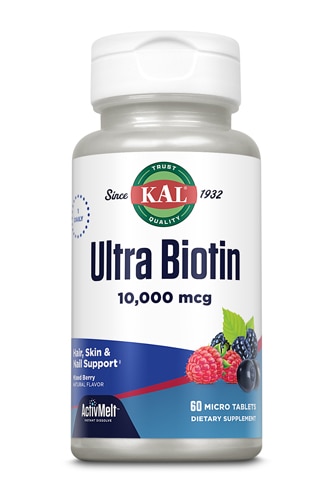 KAL Ultra Biotin ActivMelt™ Mixed Berry -- 10000 мкг -- 60 микротаблеток KAL