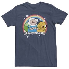 Футболка с надписью Finn & Jake Rainbow Banner Big & Tall Cartoon Network Adventure Time Cartoon Network