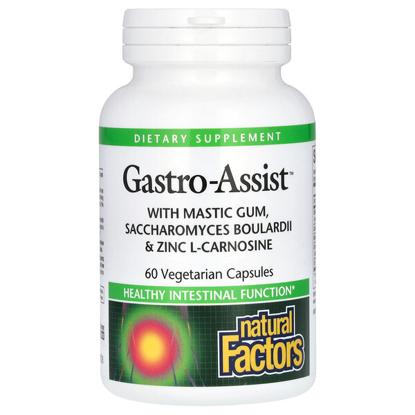 Gastro-Assist с Мастикой, Saccharomyces Boulardii и Цинком L-Карнозином - 60 вегетарианских капсул - Natural Factors Natural Factors
