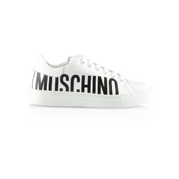Кожаные низкие кеды с логотипом Moschino